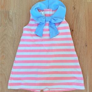 Striped Pink and Blue Bow Dress